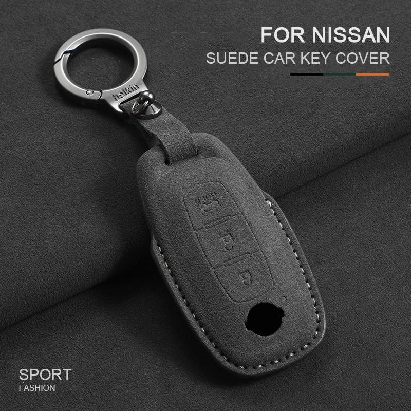 

2/3 Buttons Suede Car Remote Key Case Cover Shell Keyring For Nissan Teana Qashqai X-Trail Kicks Tiida Serena Rouge For Infiniti