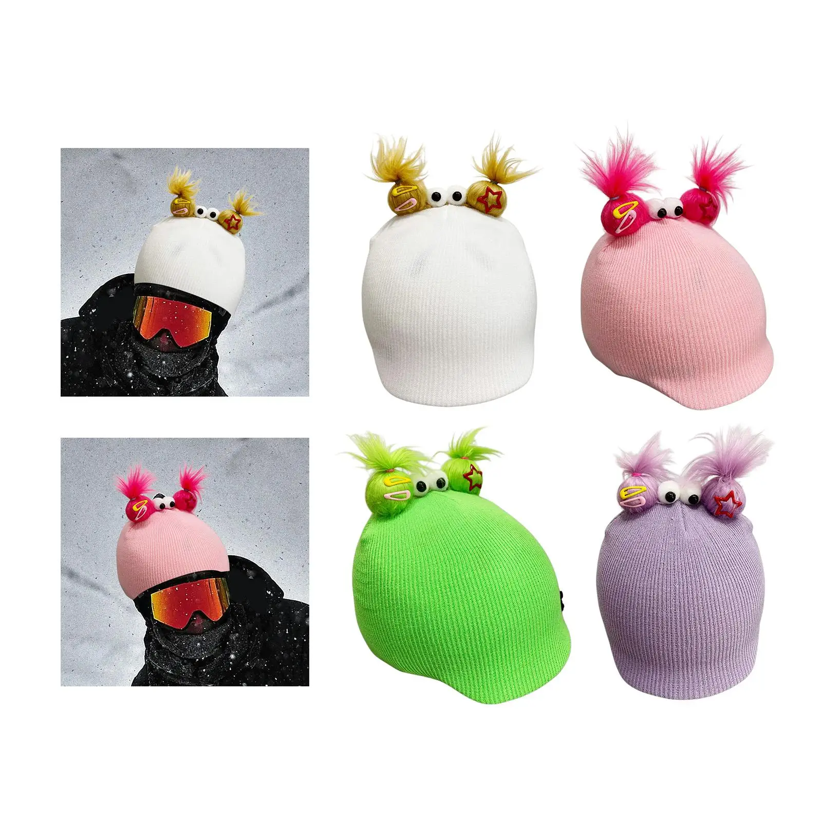 Snow Ski Helmet Cover Helmet Decoration Fun Reliable Stylish Adorable Creative Decorative Knitted Cap Skiing Helmet Accessory