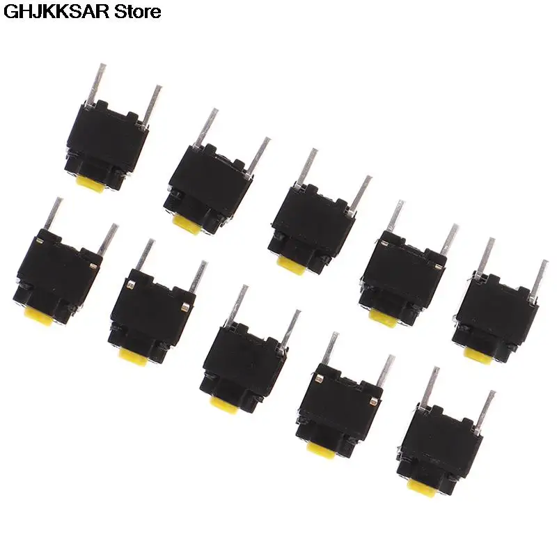 10pcs Mute Button Silent Switch Wireless Mouse Wired Mouse Button Micro Switch Yellow Push Button Switch 6*6*7.3mm