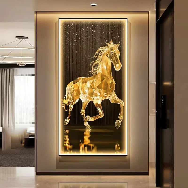 

Light Luxury LED Decorative Painting Wall Light | Entrance/Door/Corridor End Hanging Mural with Remote Control Light Wall Art