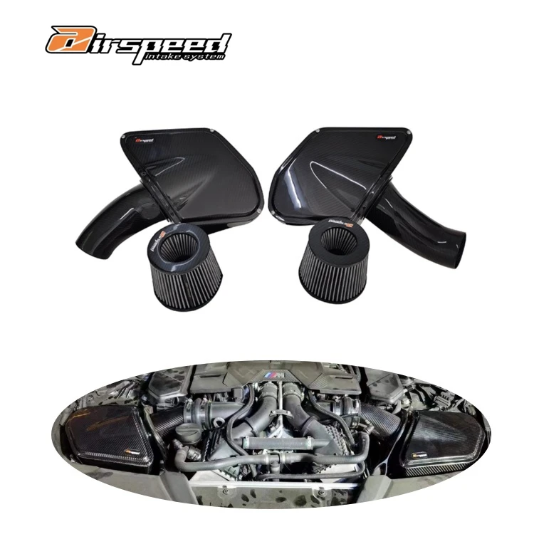 Wholesale High Quality Airspeed Dry Carbon Fiber Intake Pipe Cold Air Intake System With Filter Element for  M5 F90 4.4T