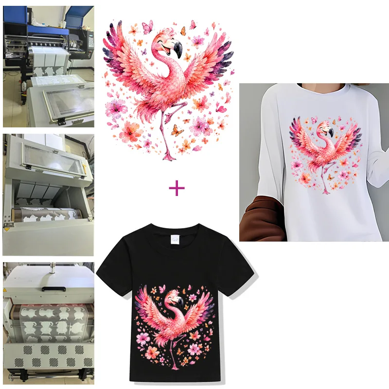 Flamingo baby Iron On Transfer Patches for Clothes DIY Washable Heat Transfer Stickers for T-Shirt Hoodie Fabric Patches