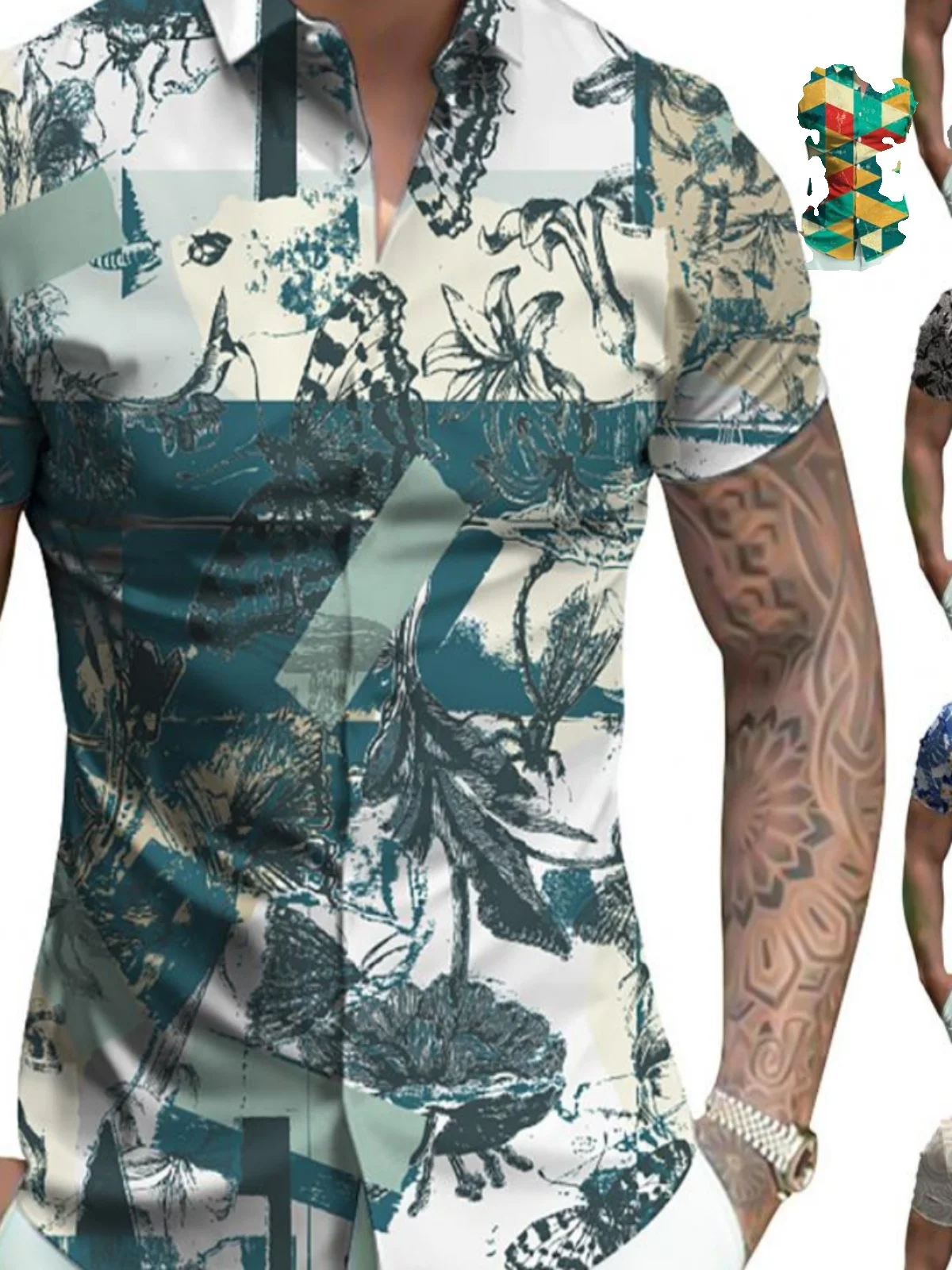 

Digital Print ort Sve irt Button up Sved irt Youth Faion Moisture ng Дышащая подставка Fit M irt