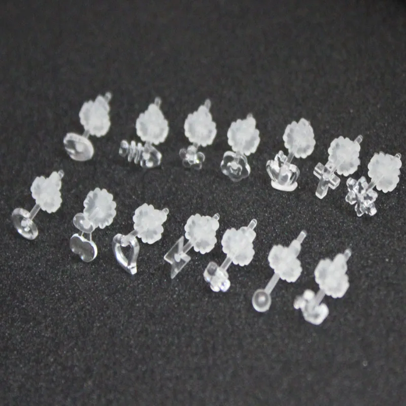 

30Pcs Hypoallergenic Rubber Silicone Earrings Studs Post Pins With Earring Back Stoppers for Women Girl Earring DIY Findings