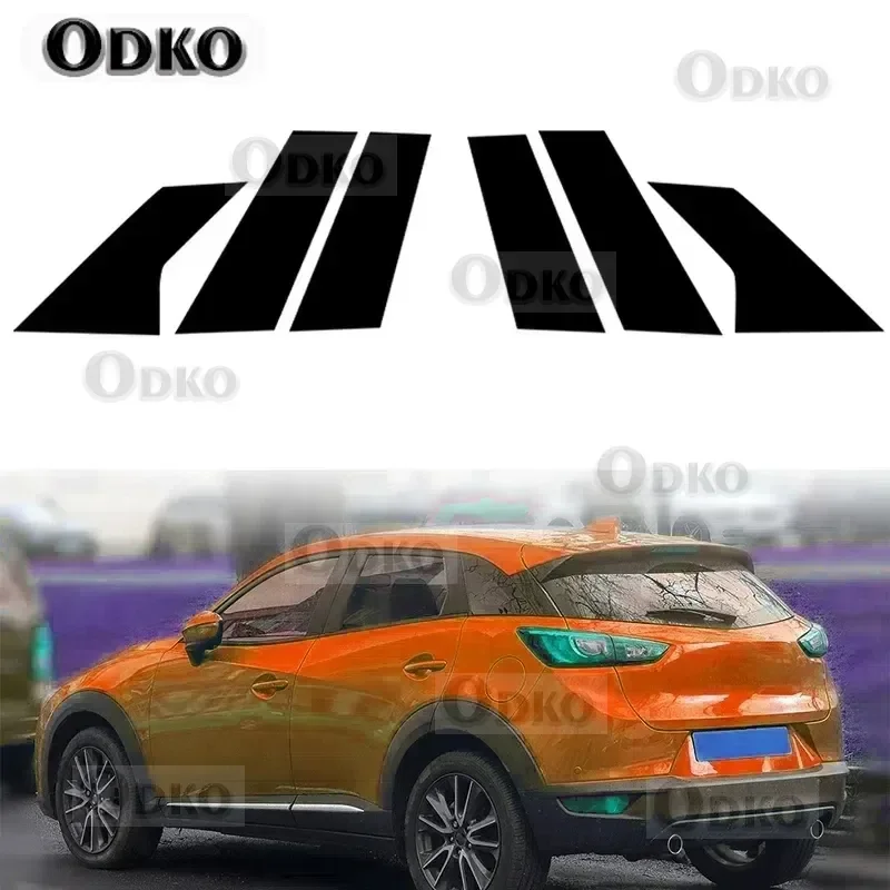 

6pcs Gloss Black Pillar Post Door Side Window Decor Molding Trim Cover Sticker For Mazda CX-3 2016 2017 2018 2019 2020 2021-2022