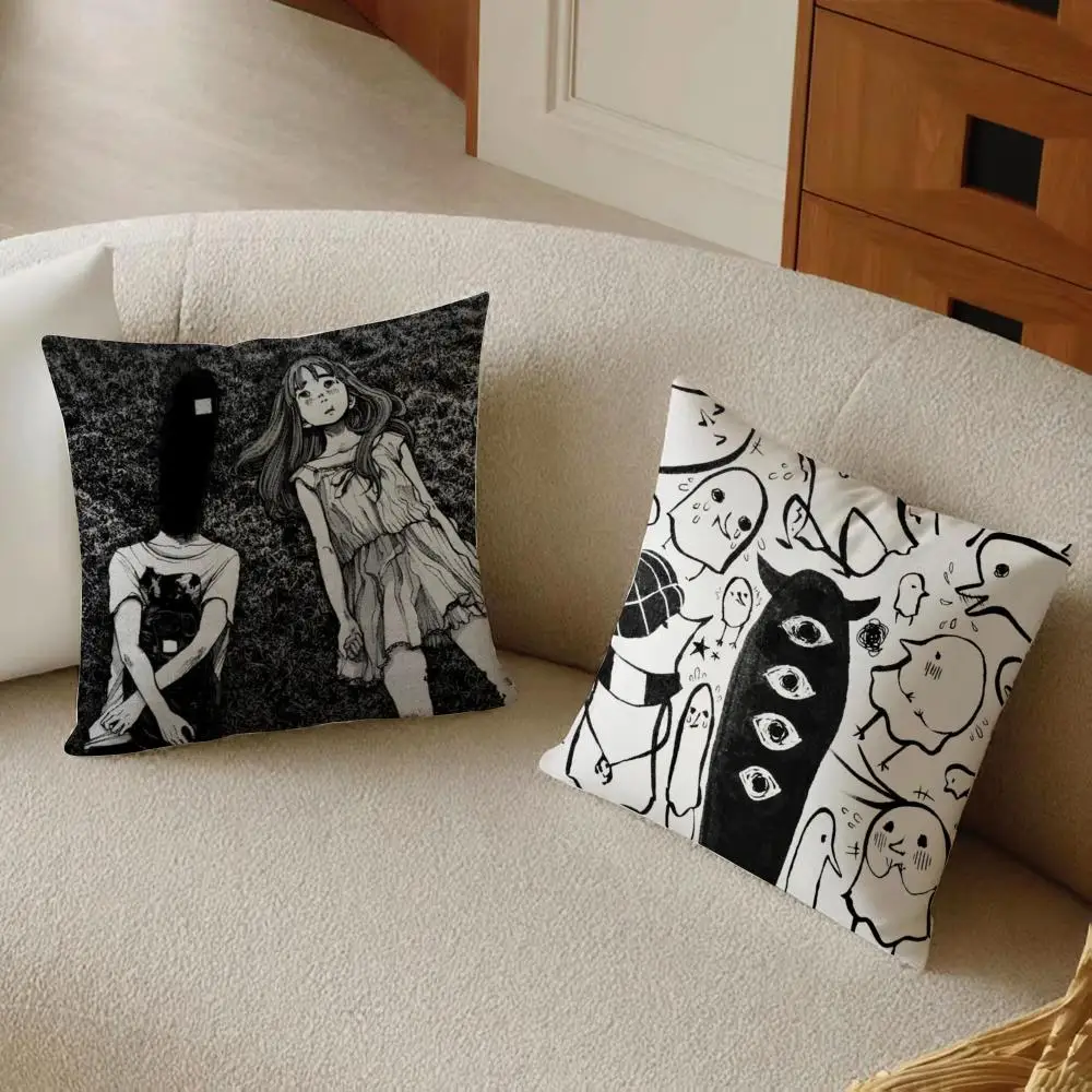 G-Goodnight P-Punpun Cushion Cover Daily Washable Linen Pillowcase Soft  for Sofa Bed Home Room Decor