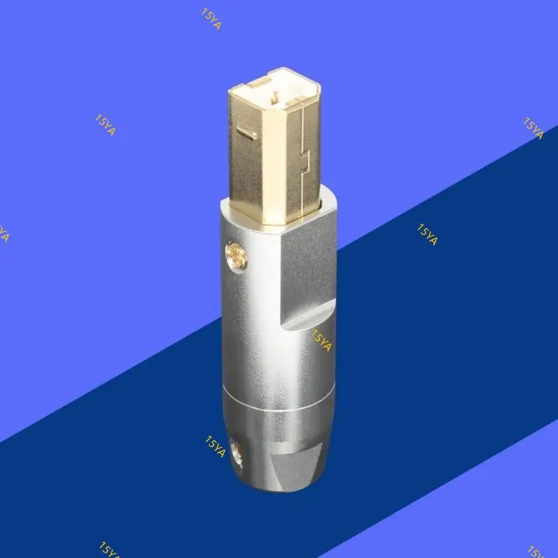 15YA Gold-Plated USB B Connector Shell with 6mm Hole Durability Aluminum Alloy for Reliable Printer Data Cable Repair