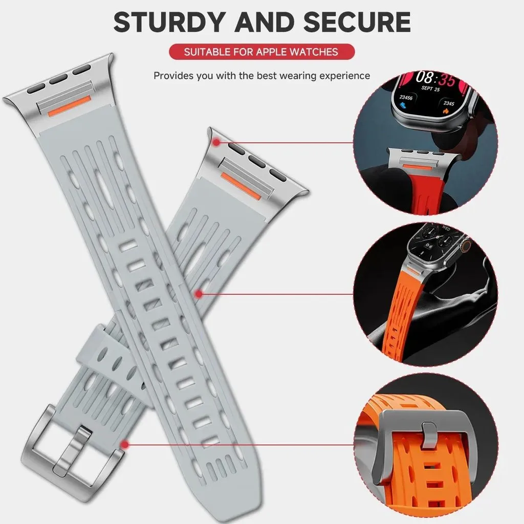 Breathe Sports Silicone Strap for Apple Watch S12 S11 S10 46mm Ultra4 49mm for IWatch Series 9 8 7 6 5 4 Se3 45/44/42mm Bracelet image 3