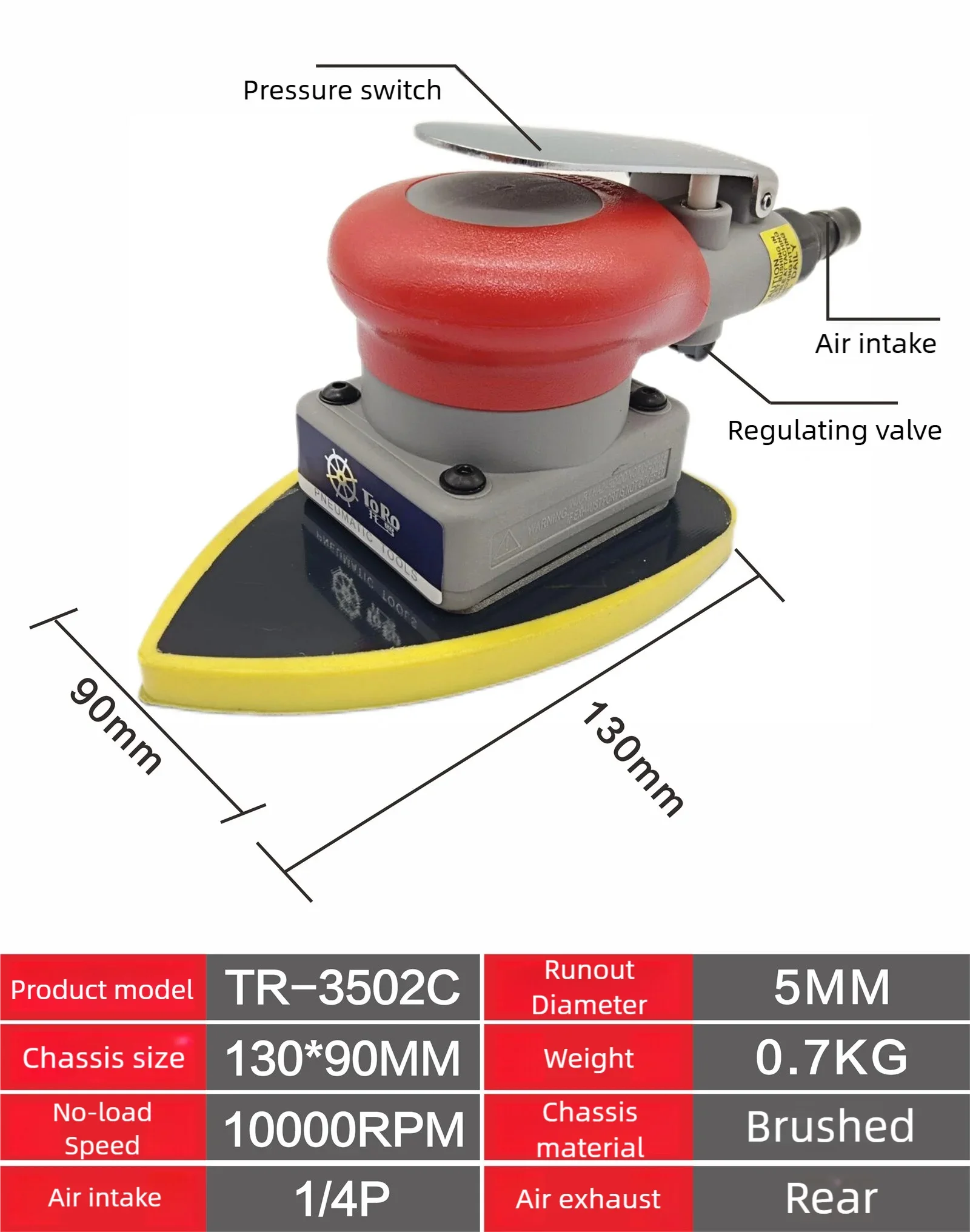 

70mm*110mm grinding polishing machine Triangle specifications pneumatic tools indoor square car seat wood sandpaper machine