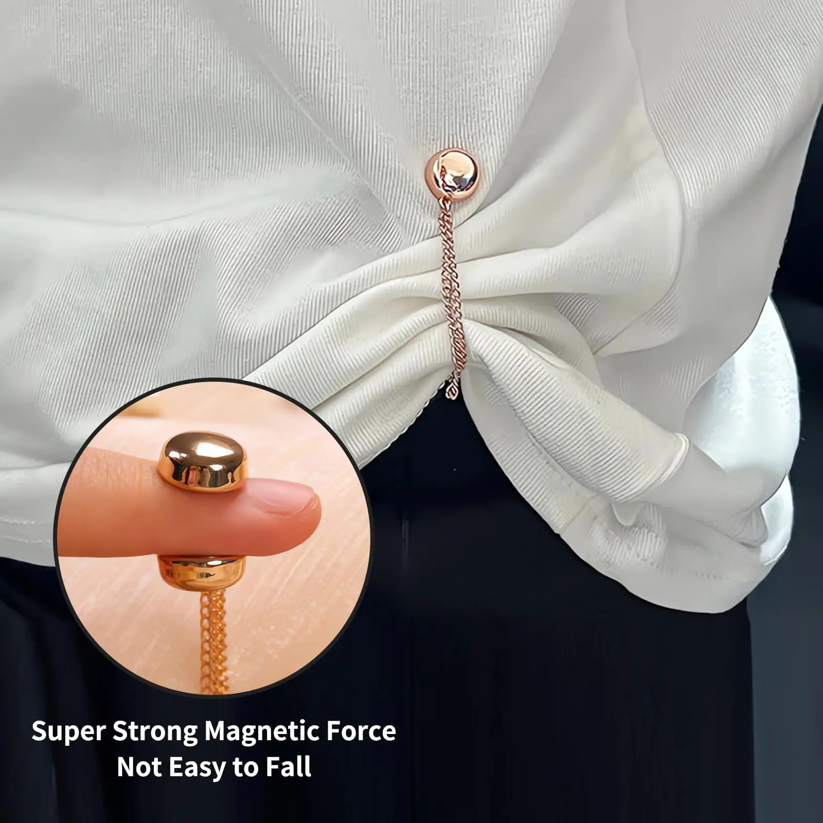 Multi-Function Magnetic Clothing Clip with Chain Metal Buttons Clip Clothes Scarf Trouser Legs Cuff Fixing Magnet Pin Decor