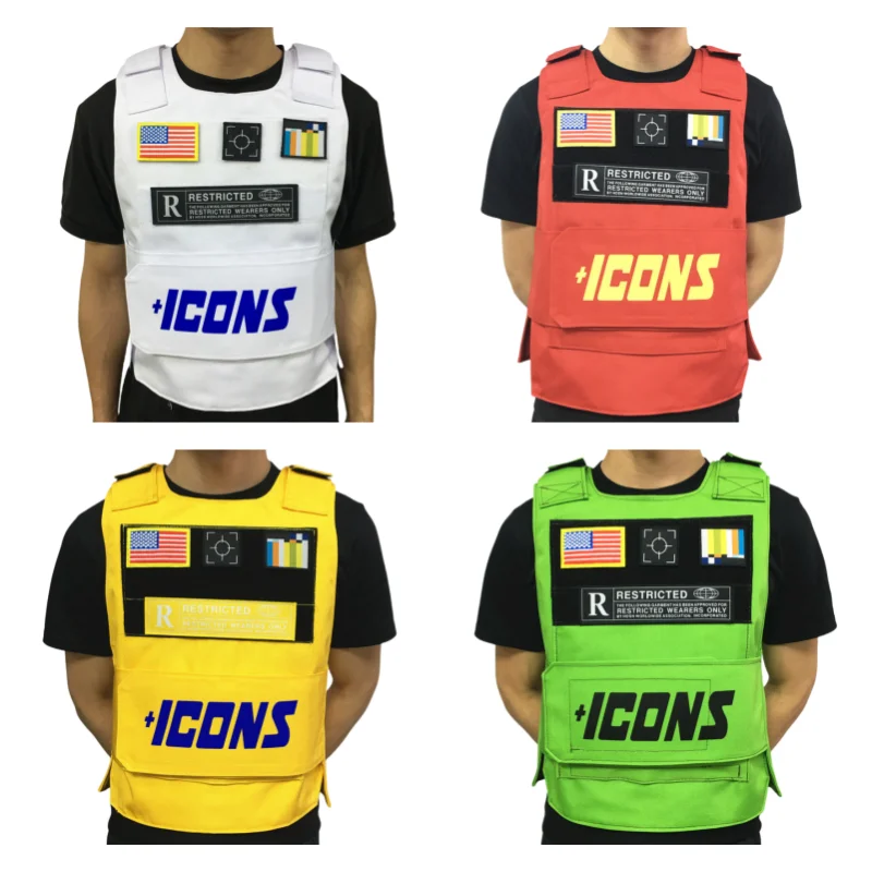 

ICONS Printed Oxford Casual Street Vest Sleeveless Men's Outdoor Sports Training Vest Jogging Hiking Shooting Single Tank Tops