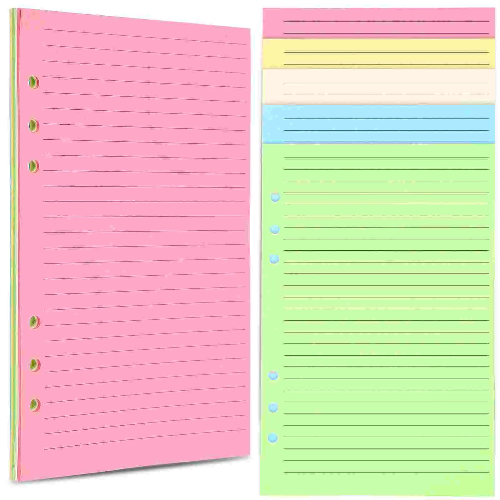 50 Pcs Journal Book Colorful Live Note Filler Paper Refill Lined Lining Inserts A5 6 Holes Binder Loose Leaf