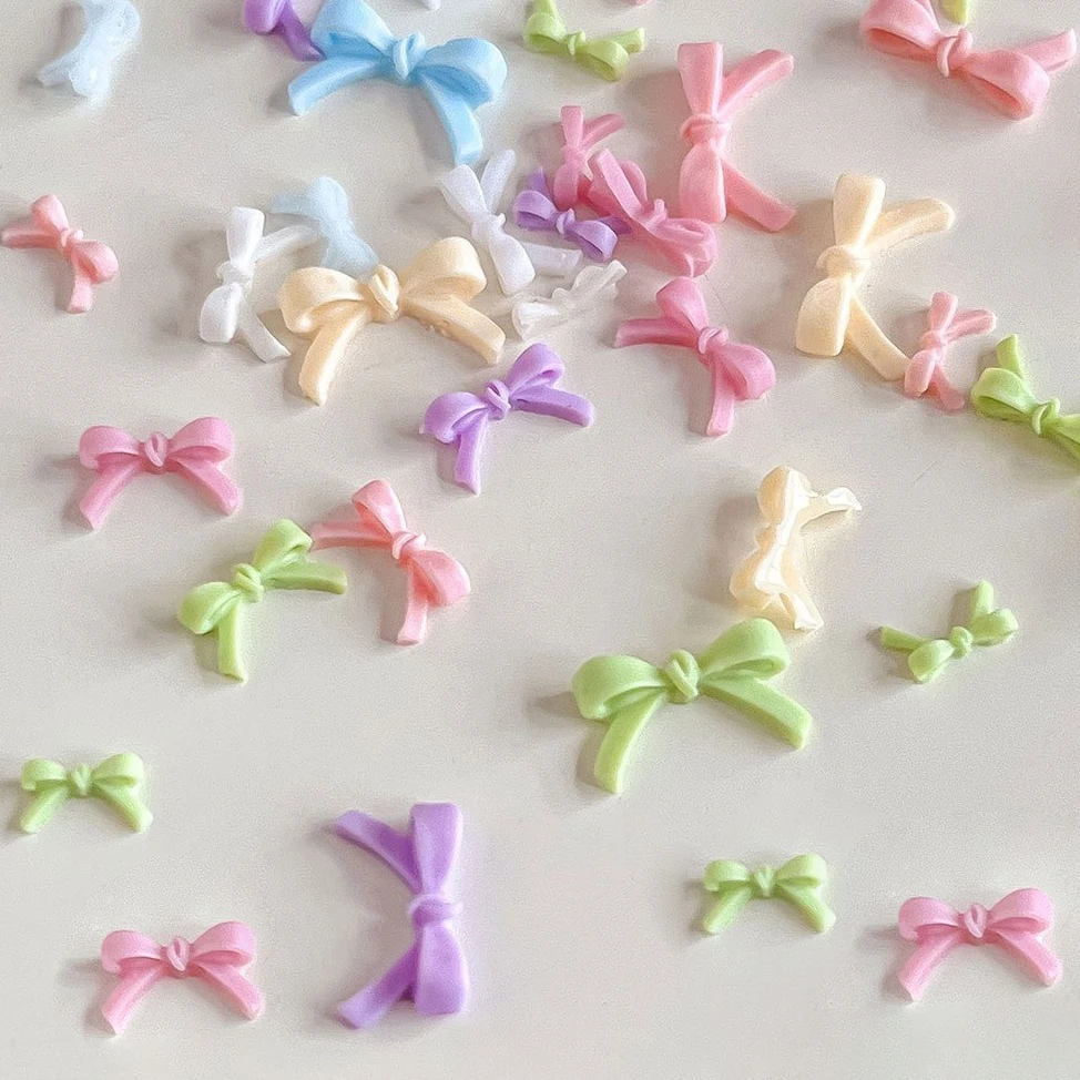 

Korean Charm Resin Bow Tie Small Bowknot Cute Ribbon Colored Sweet Nail Art Accessories Decorations Manicure Tools DIY Wholesale
