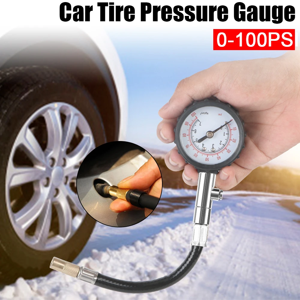 أنبوب طويل متر 0-100PSI لنظام مراقبة السيارات للدراجات النارية سيارة قياس ضغط الإطارات اختبار الهواء الإطارات عالية الدقة