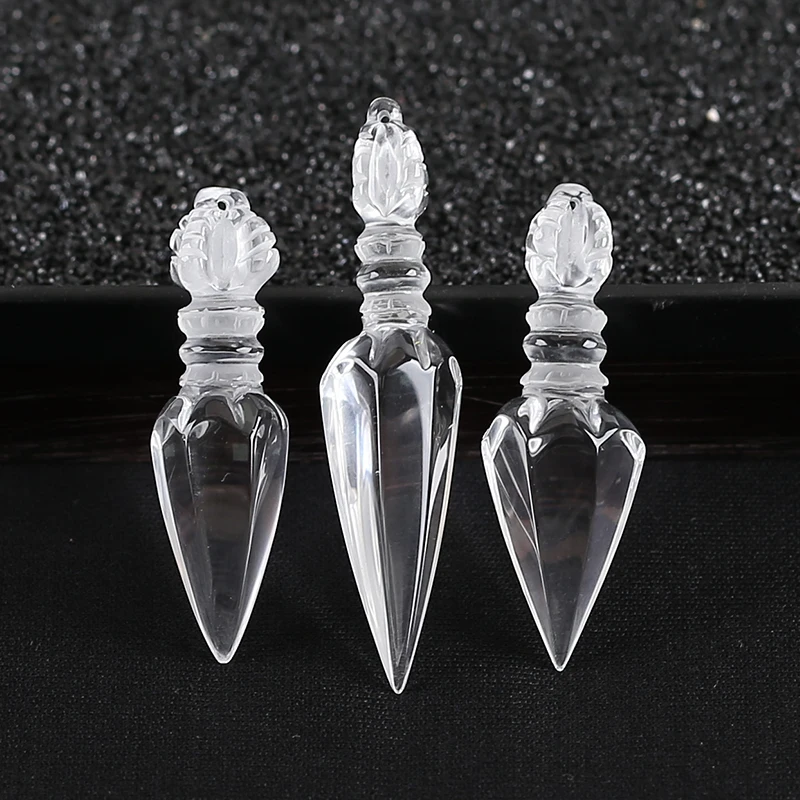 

Natural Stone White Quartz Carved Pendant Bead 47x13x12mm 7.4g Semiprecious Fashion Jewelry Necklace Accessories