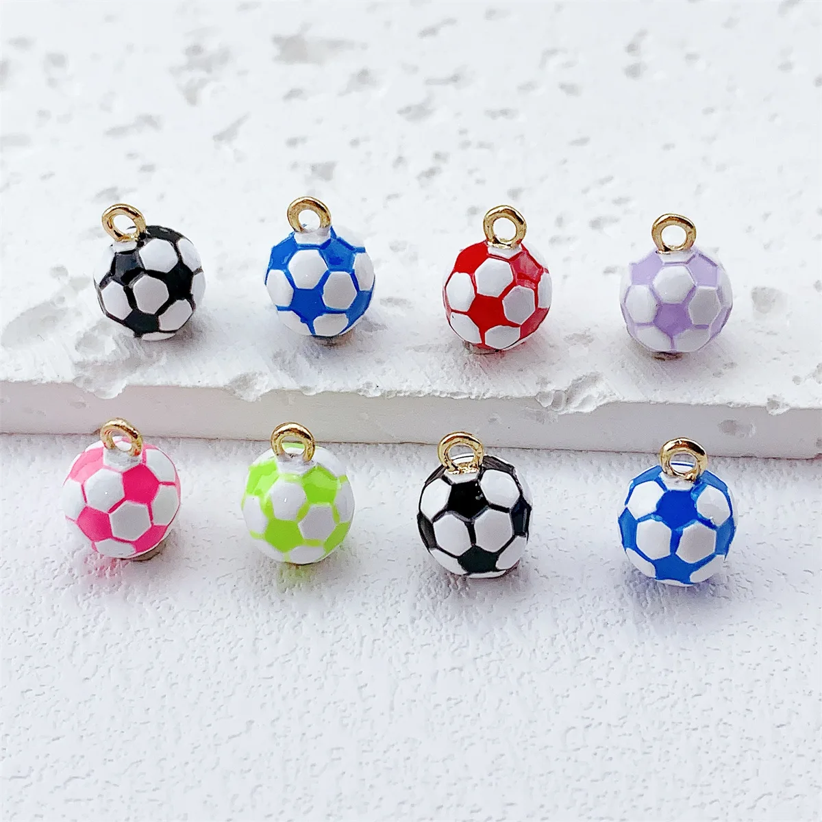 

6Pcs Colorful Soccer Pendants Enamel Alloy Charms For Bags Keychains Jewelry Accessories