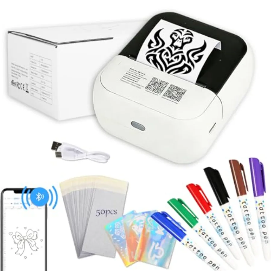 

Mini Tattoo Stencil PrinterBluetooth Tattoo Printer with 50pcs Transfer Paper Portable Tattoo Machines Printers for Tattoo Arti