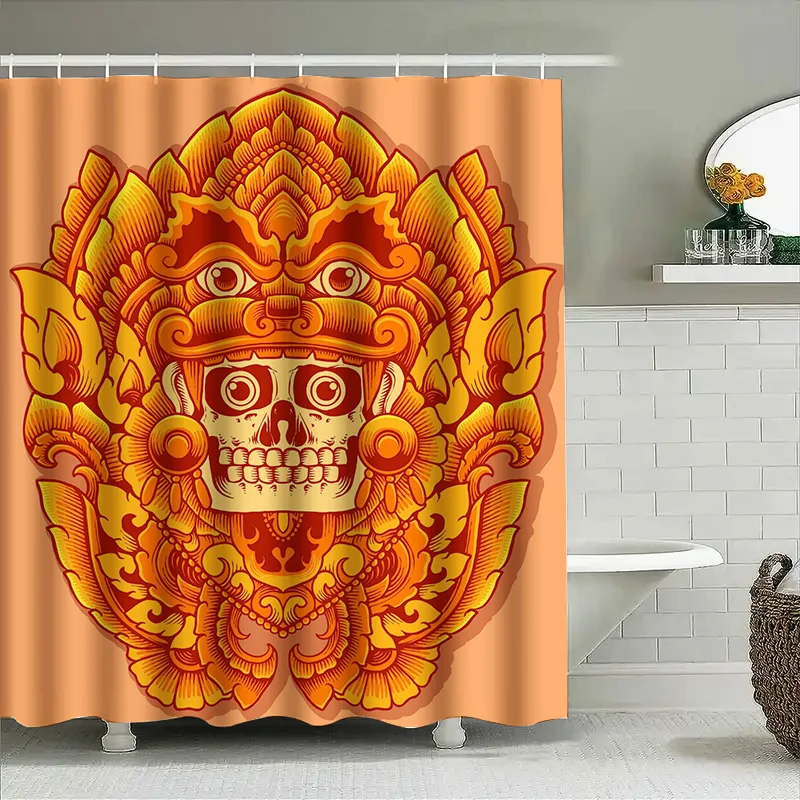 

Tuniu Балианское украшение Занавеска для душа Индонезийский традиционный мотив Настенное искусство Бали Домашний декор Занавеска для ванной комнаты