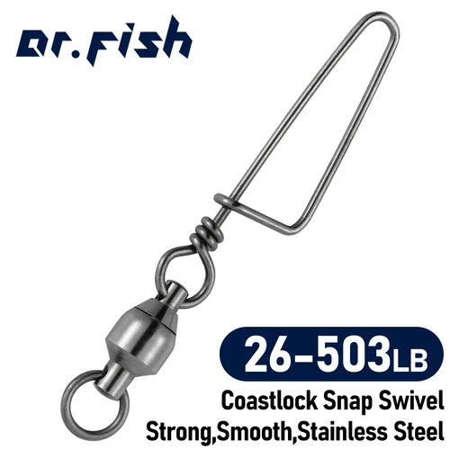 10/20 piezas giratorios de pesca bloqueo a presión rodamiento de bolas de acero inoxidable agua salada gancho de alta resistencia señuelo conector giratorio