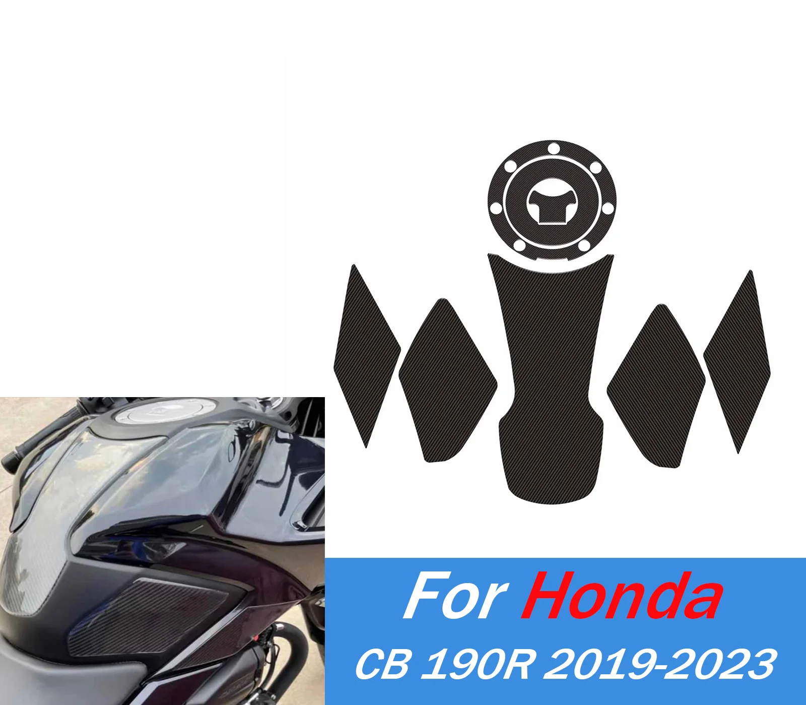 

For Honda CB 190R 2019-2023 2021 2022 Tank Pad Stickers Gas Protector Kit Knee Protection Motorcycle Stickers Accessories