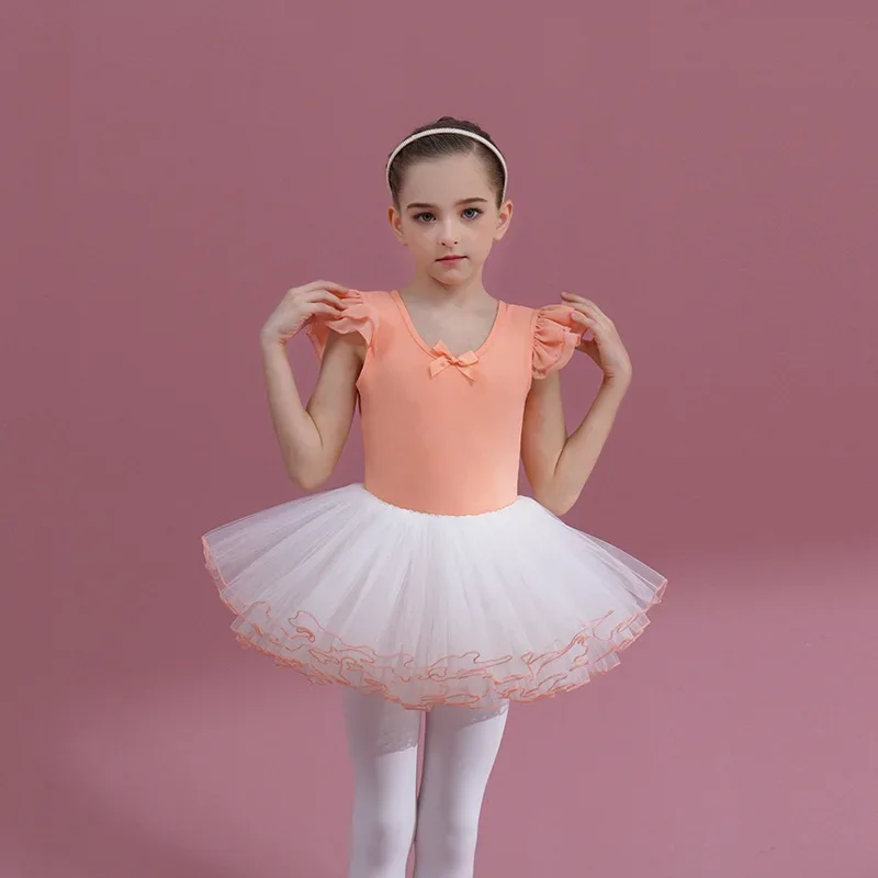 gymnastics ballet leotard toddler girls baby kids Dance wear long sleeve Ruffle flying Sleeve tutu skirt outfit dress clothes