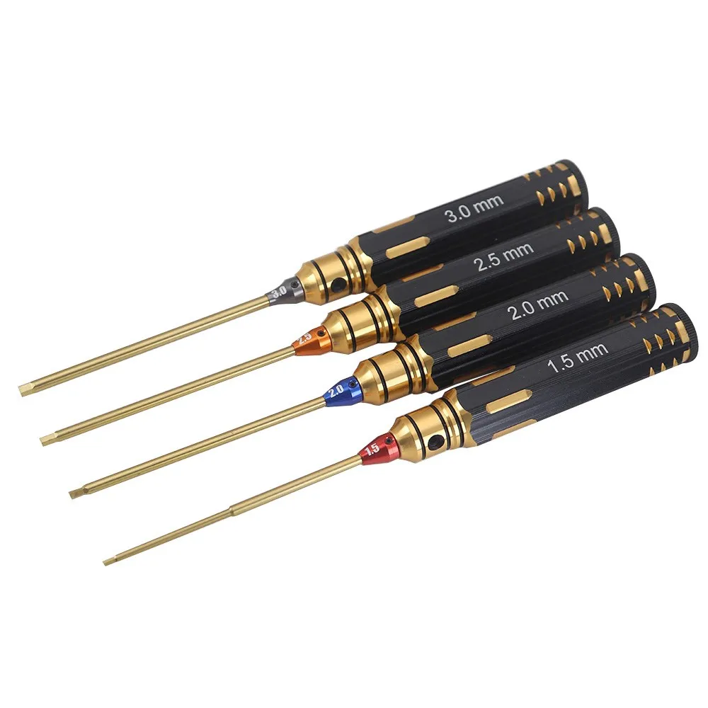 4 stks/set Voor Rc Model Auto Boot Vliegtuig Titanium Plating 1.5mm/2mm/2.5mm/3mm Hexagon Schroevendraaier Schroevendraaier Tool Markering