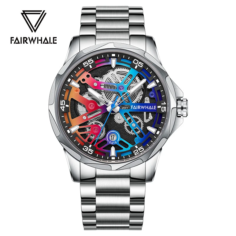 

Fairwhale Brand Mens Watches Luxury High Quality Stainless Steel Mechanical Watch for Men Waterproof Calendar Automatic Watches