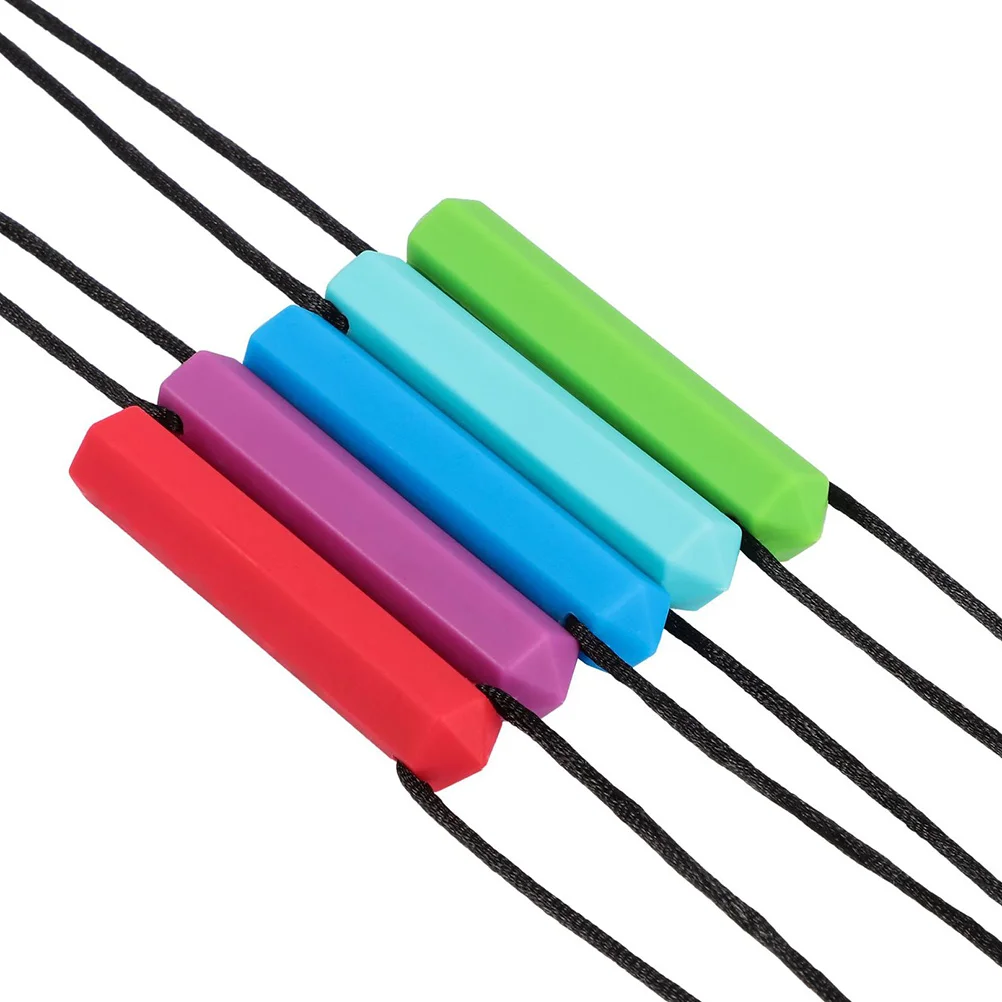 

1Pcs Baby Teething Necklace Premium Silicone Molar Rod Pendant Chew Relief Sky-Blue Rope 80cm Durable Design