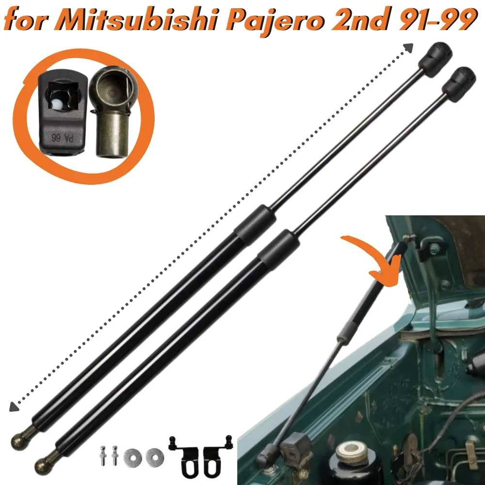 Qty(2) Hood Struts for Mitsubishi Pajero 2nd 1991-1999 V20 NH NJ NL Front Bonnet Hood Gas Springs Shock Absorbers Lift Supports