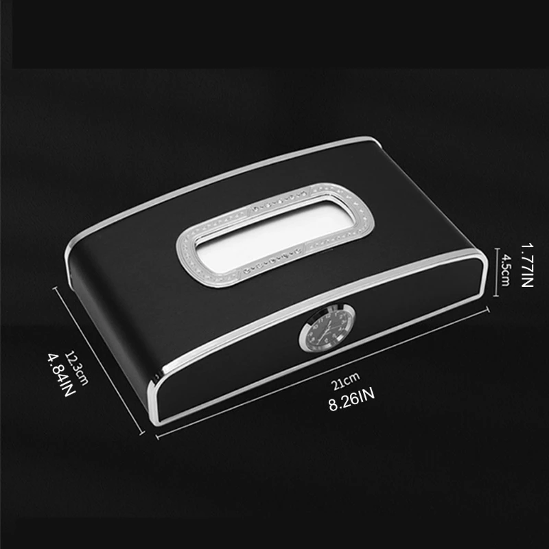 Multi-function Car Clock Tissue Box Cover Rectangular Holder for Home Office Car Hotel Kitchen Restaurant