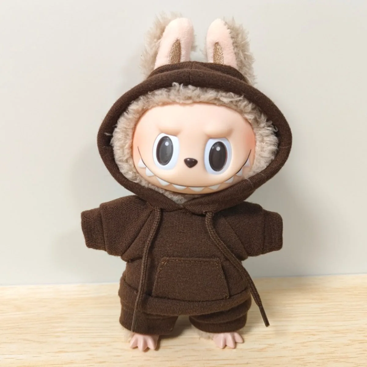 Plush Doll Clothes Set Solid Color Hoodie Sweatshirt and Pants Outfit for Labubu Doll DIY Dressing Gift