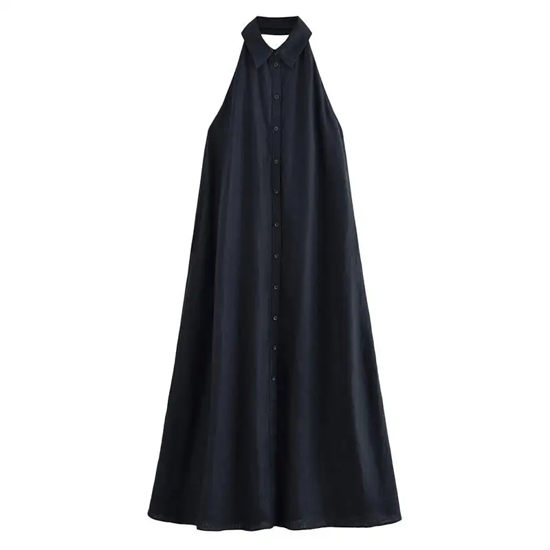Dresses Summer Women's 2025 New Neck-Hanging Elegant Long Holiday Dress Women Street Chic Youth Loose Fashion Dress image 5