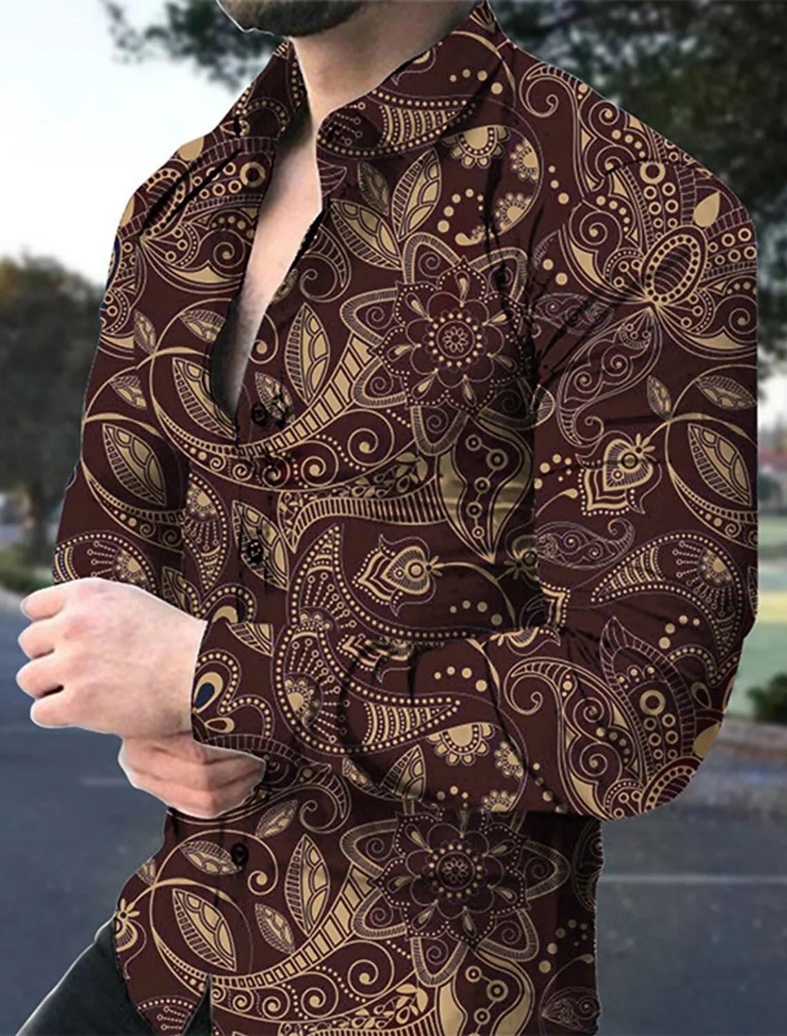 

Men's Shirt Graphic Shirt Boho Shirt Floral Turndown 3D Print Outdoor Street Long Sleeve Button-Down Apparel Fashion Designer