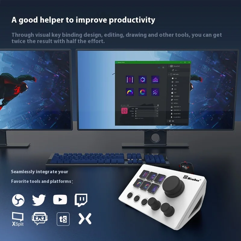 Mirabox N3 Streamdeck Keypad Screen Knob Customization Macro Mini Keyboard Visual Desktop Console For Desktop Computer Gifts