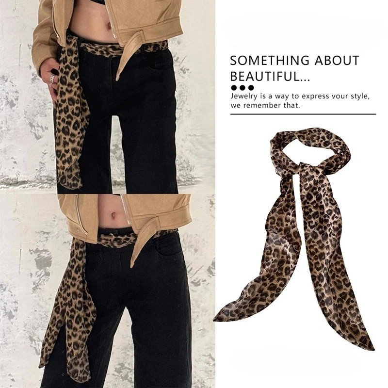 180 سنتيمتر الحلو الشرير الفهد الشريط وشاح تنوعا طبقات حزام الرقبة Y2K الشارع الشهير المختنق وشاح قابل للتعديل الخصر التعادل للسراويل #1