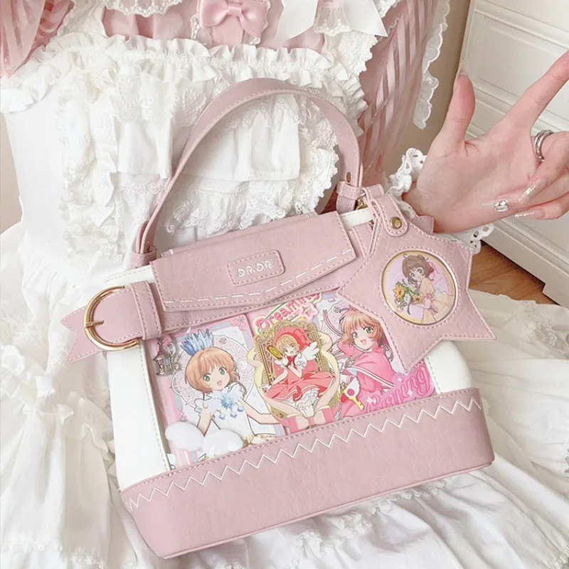 

Ita Backpacks for Girls 3way Transparent Shoulder Bags Sweet Lolita Crossbody Bag Teenage PU Display Inoform School Bag