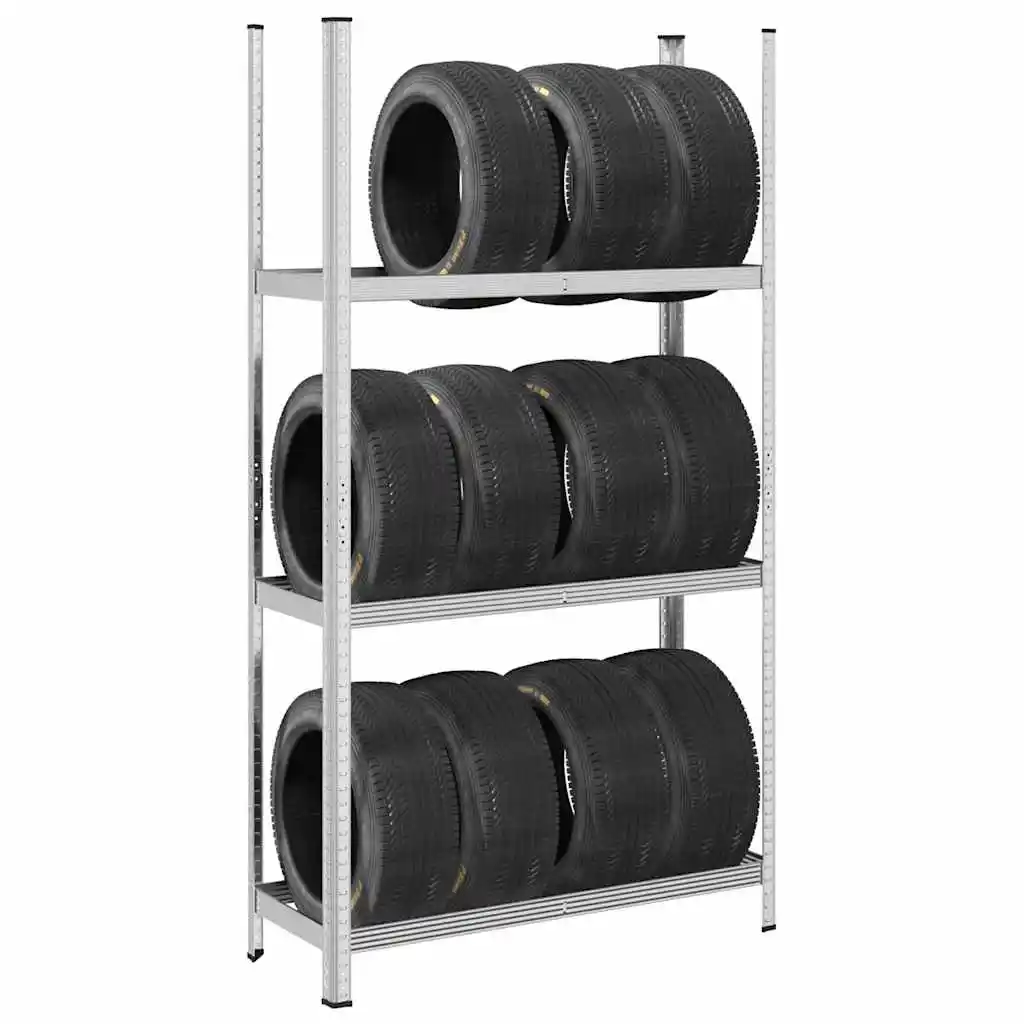 3 level steel silver 110x40x200 cm Tire Rack