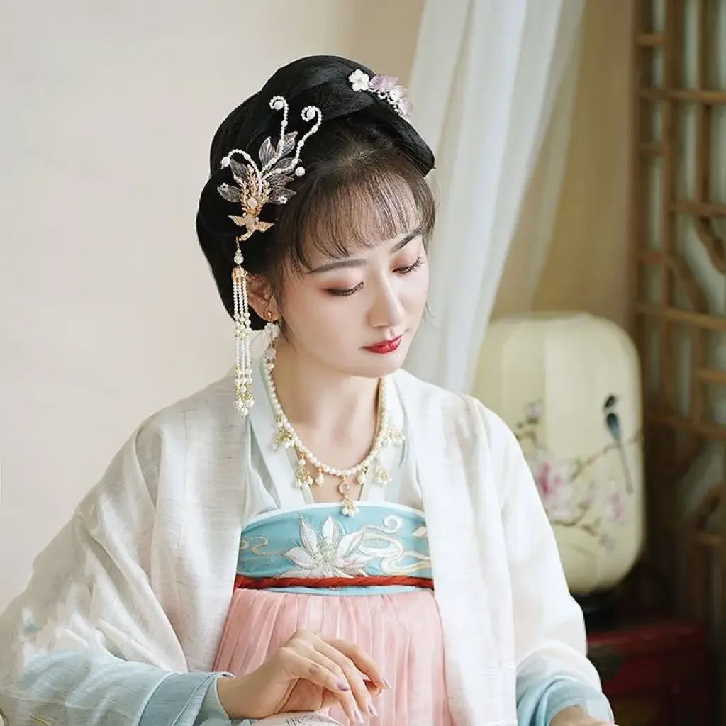 Womens Pearl Phoenix Long Tassel Hairpstick Hanfu Headwear