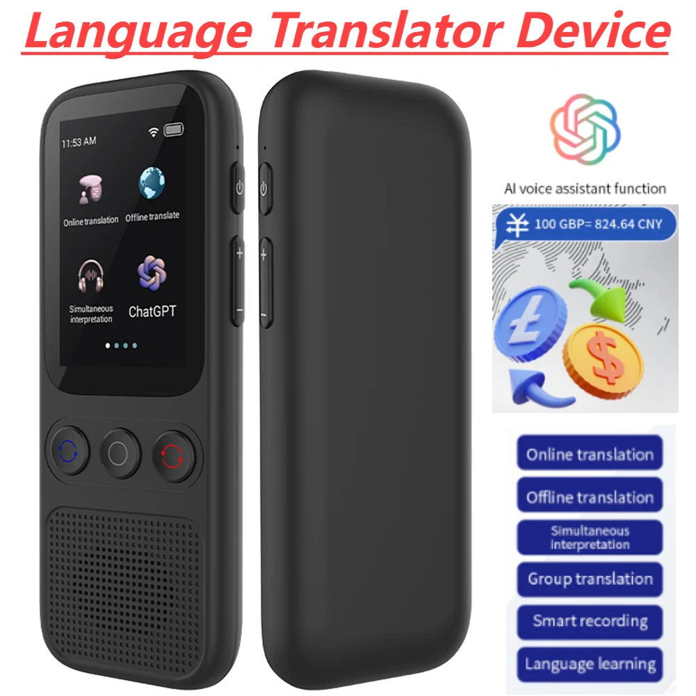 Instant Offline Language Translator Device with Online Offline Translation Instant Voice Translator for Business Learning Travel