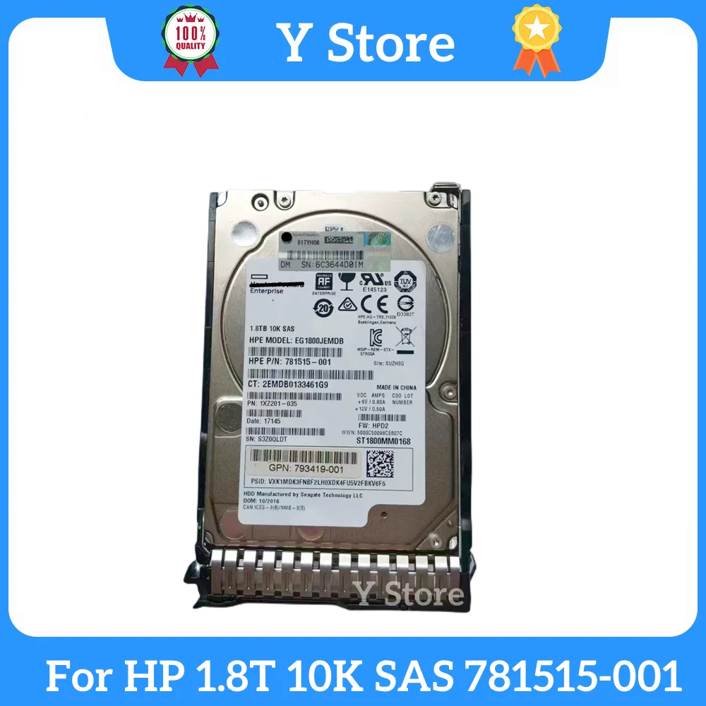 Y Store For HP 872738-001 872481-B21 781515-001 EG1800JEMDB 12Gb 2.5 