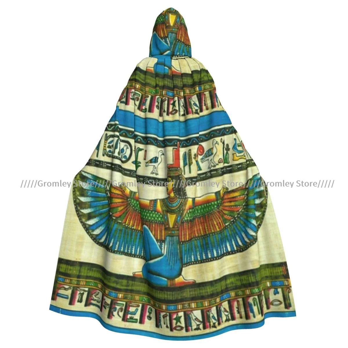 Adult Egyptian Elements Papyrus Painting Cloak Cape Hooded Medieval Costume Witch Wicca Vampire Halloween Costume Dress Coat