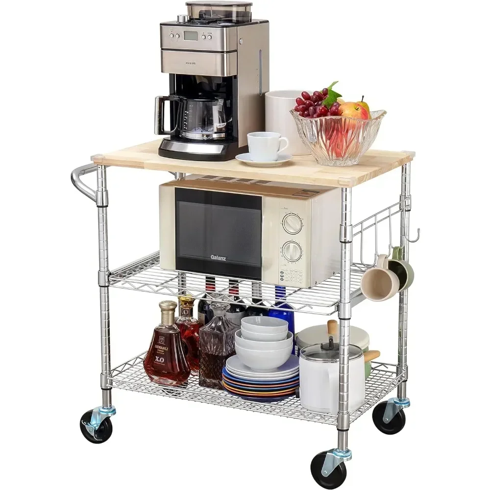 3-Tier Rolling Kitchen Cart with 18