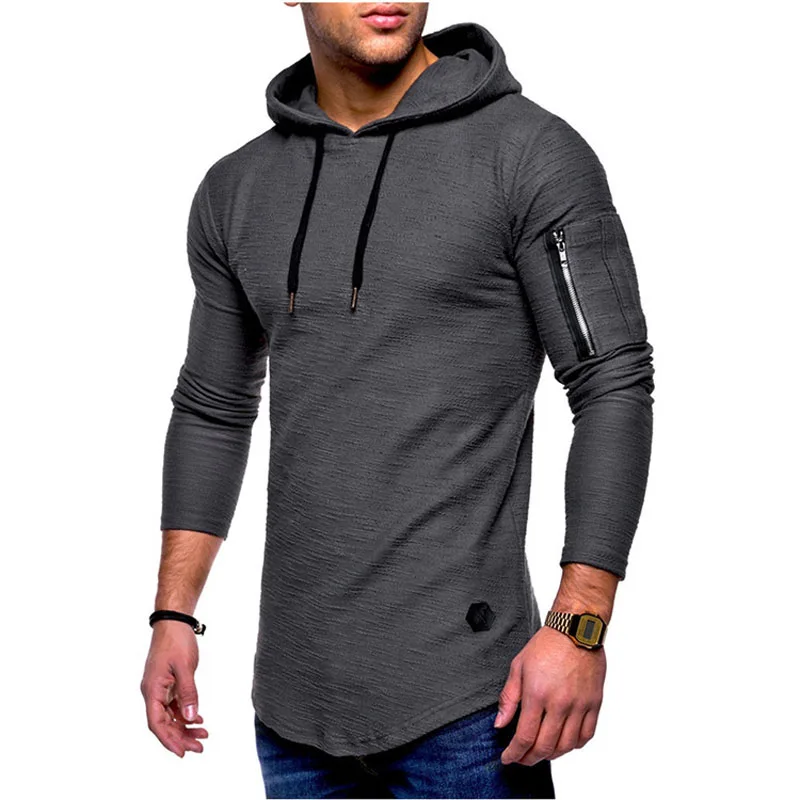 

2022 Autumn Men's Hoodie Sweatshirt Long Sleeve Solid Color Pullover Hoodie Zipper Decoration Casual Hooded Top Men's Wear