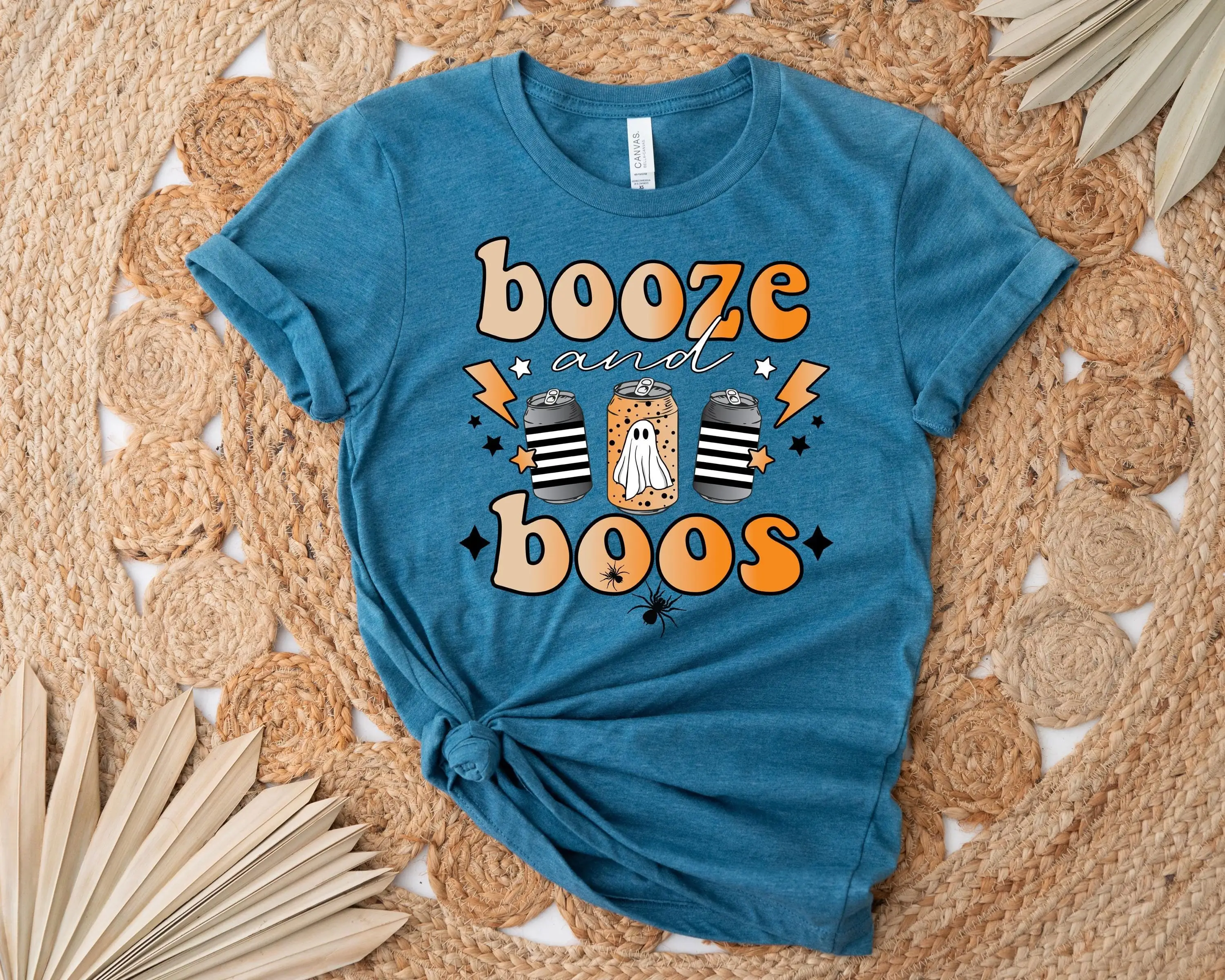 Booze And Boos T Shirt Funny Halloween Outfit Fall Spooky Season Party