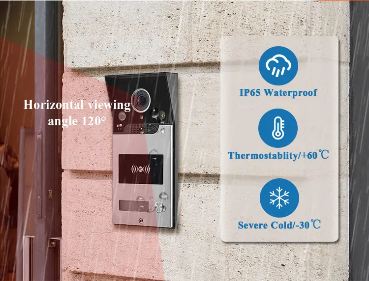 Smart 7 Inch Monitor WiFi Tuya Video Doorbell Outdoor Door Bell Waterproof IP65 Intercom Inductive Card Unlock Door Phone Camera