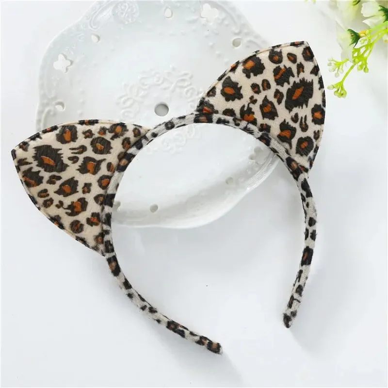 1 PC Fashion Girl kids Plush Tiger Leopard Cat Ear Hairband Head Band For Party Headband