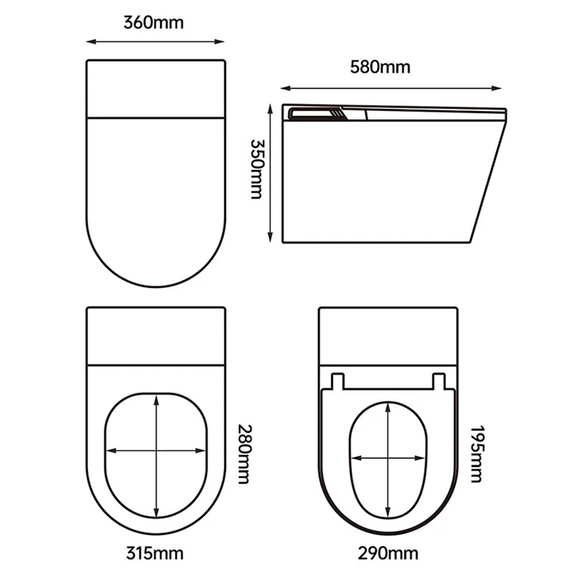 Wall-Hung Automatic Lid Flip Smart Toilet Seasonal Temp Control Built In WaterTank Toilet RemoteControl Heated Seat Auto Flush