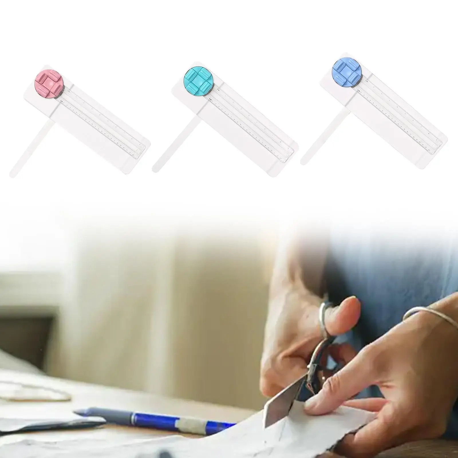 Paper Cutter 4 in 1 Craft DIY Handwork Straight or Wave Dotted Creasing Line Paper Trimmer for Card Photos Home Postcard Office