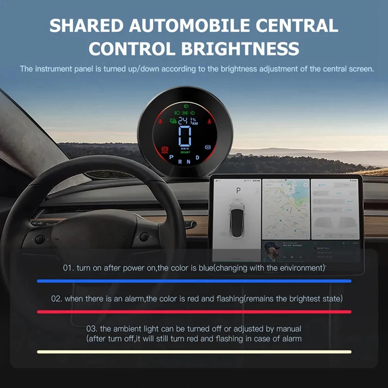 For Tesla Model 3 Model Y Car Multifunction Steering Wheel HUD Head Up Display HD LCD Display Instrument Multimedia OBD Parts