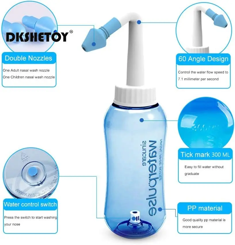 300/500ml Nose Wash Cleaner Waterpulse Nasal Irrigator Rinse Bottle Nose Avoid Allergic Rhinitis Adults Children Neti Pot care